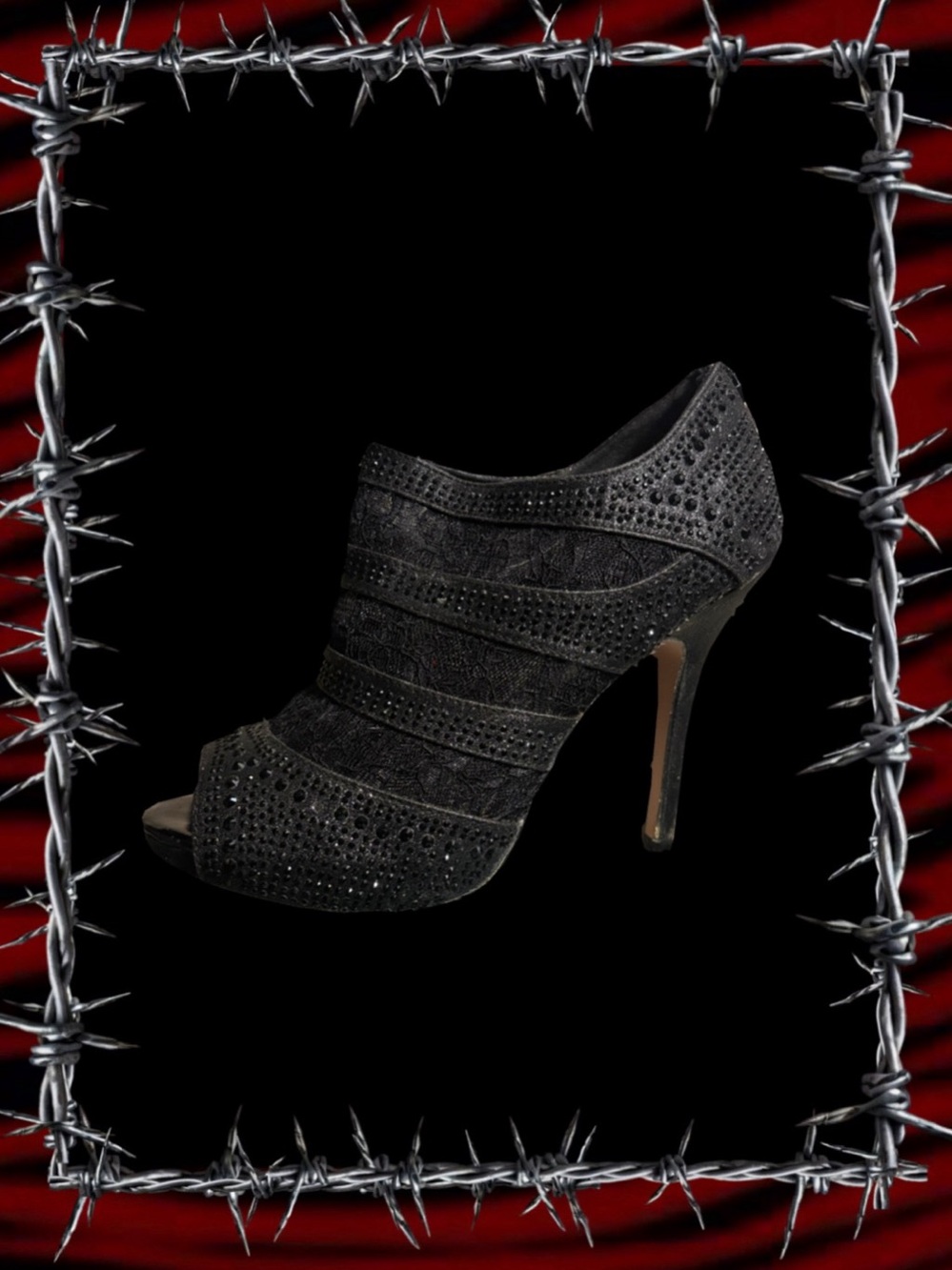 Black Rhinestone Heels